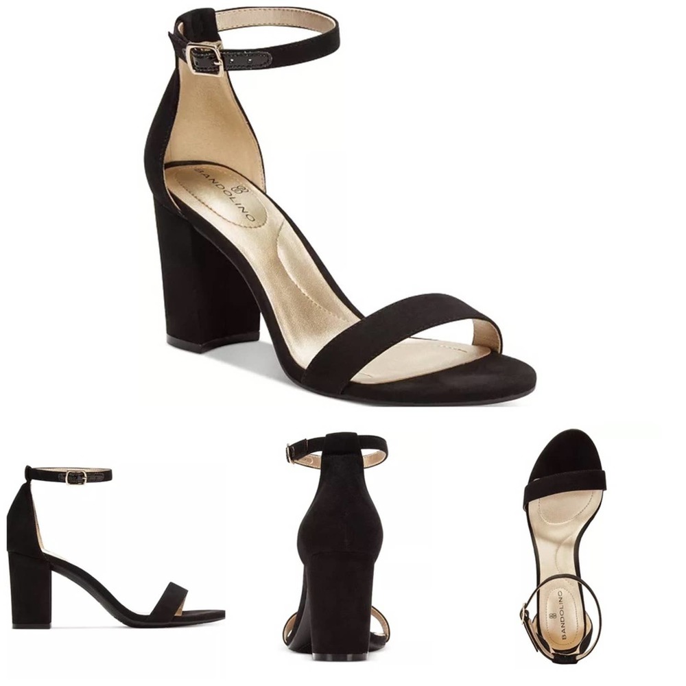 Block-Heel Dress Sandals Bandolino Armory Black Suede 7M NEW!